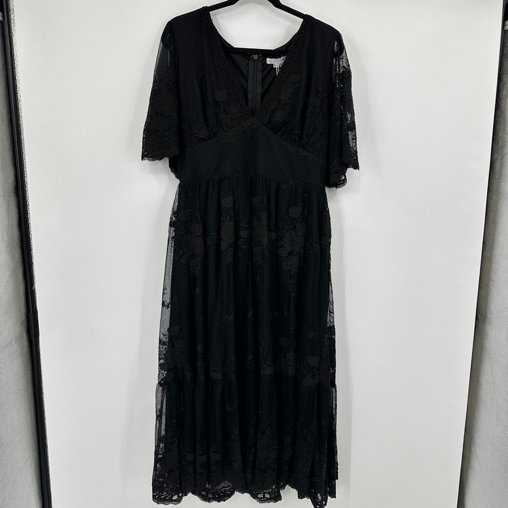 Baltic Born Black Lace Midi Dress